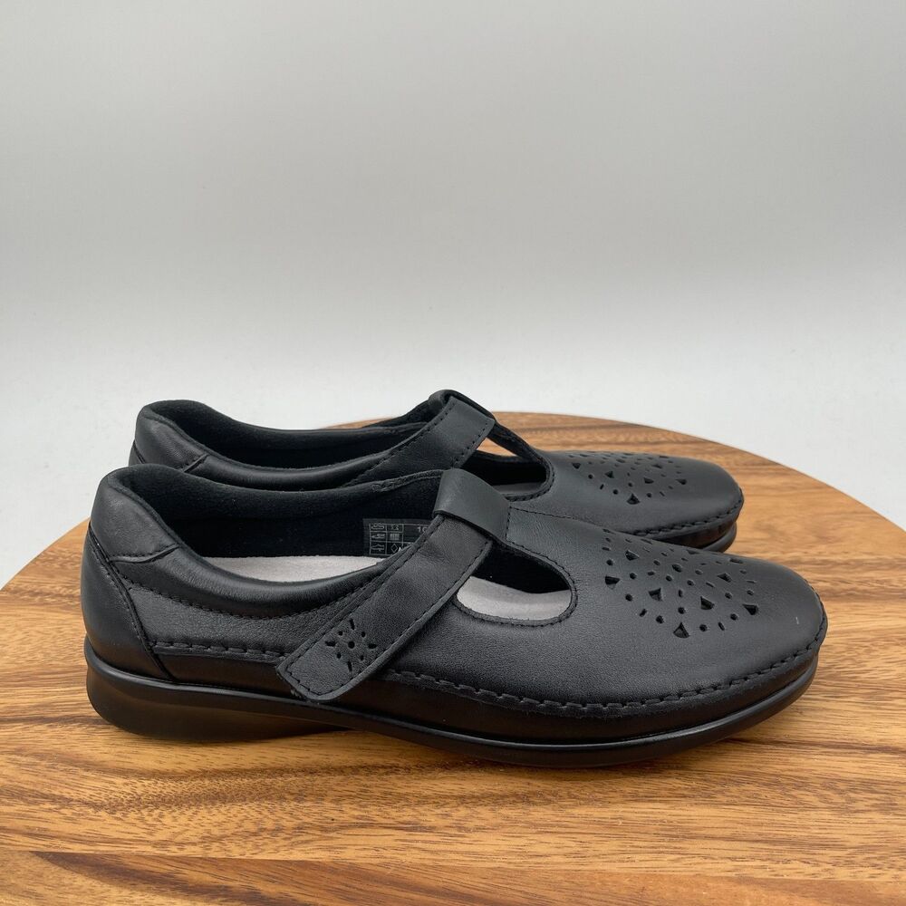 SAS Willow Marry Jane Shoes Womens Size 10 N Black leather Casual Comfort Flats